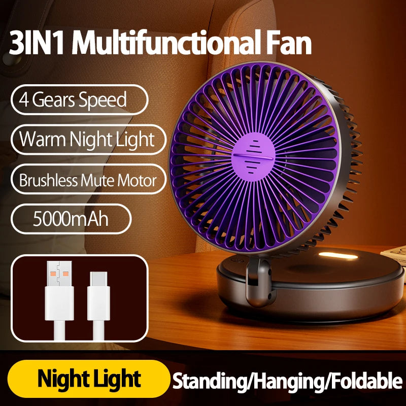 FoldFan™ 3-in-1 Rechargeable Folding Fan