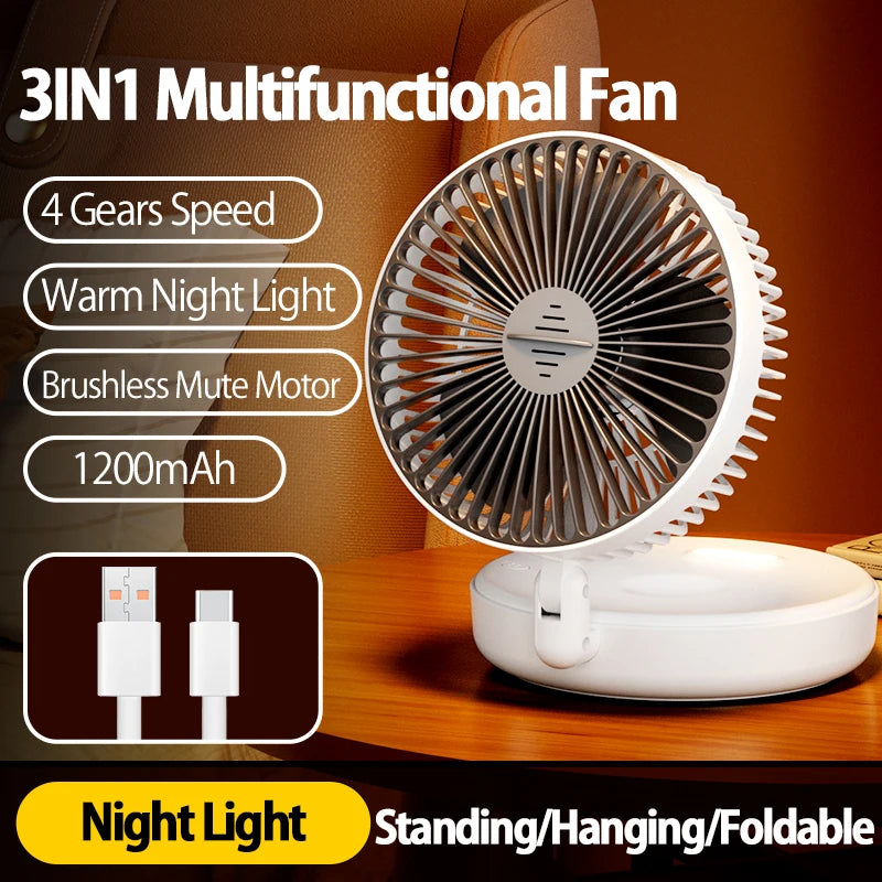 FoldFan™ 3-in-1 Rechargeable Folding Fan