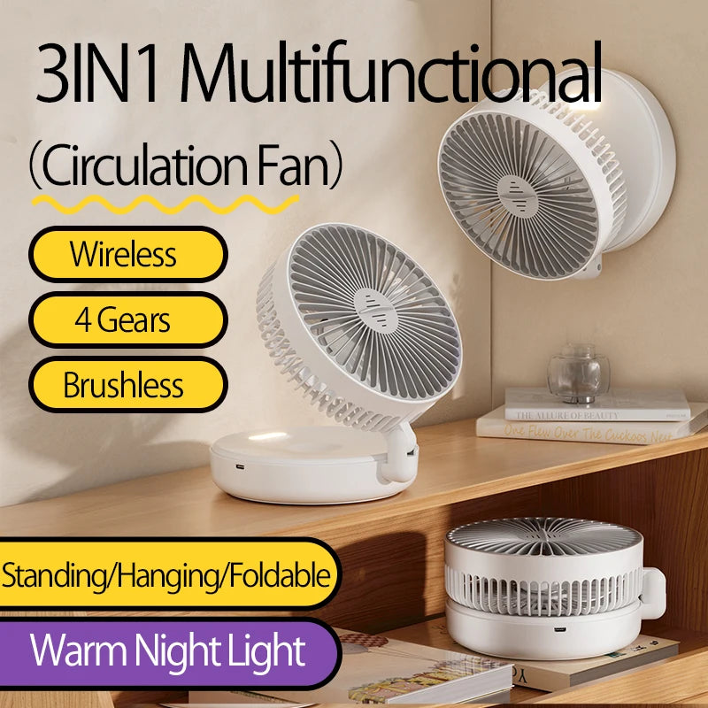 FoldFan™ 3-in-1 Rechargeable Folding Fan